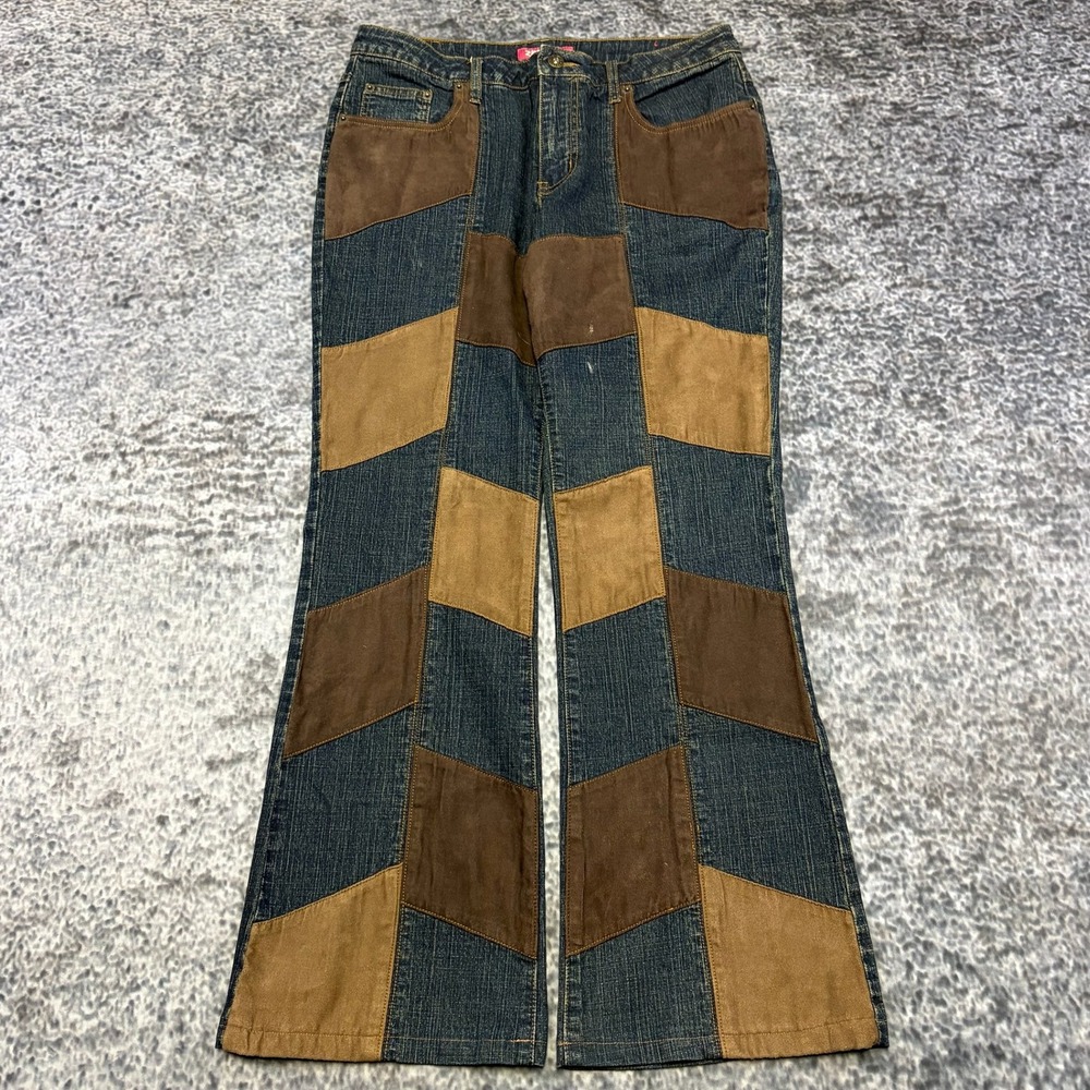 VTG Zana Di Jeans Womens 11 (31x30) Leather Patchwork Bootcut Western Boho Y2K